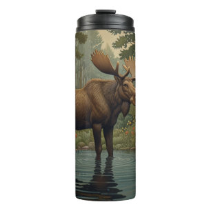 Rustic moose boho woodland forest greenery thermal tumbler