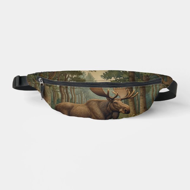 Rustic moose boho woodland forest lake view bum bags (Front)