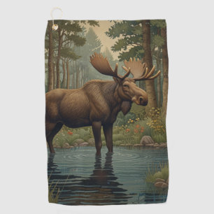 Rustic moose boho woodland forest nature golf towel
