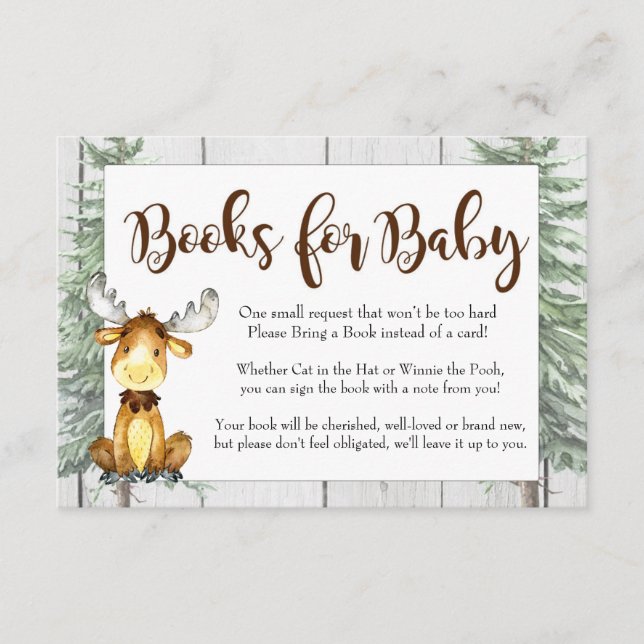 Rustic Moose Books for Baby Card (Front)