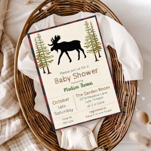 Rustic Moose Boy Baby Shower Invitation