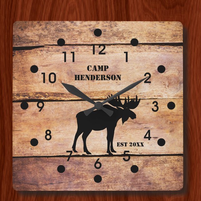 Rustic Moose Camp Plank Style Acrylic Clock (Creator Uploaded)