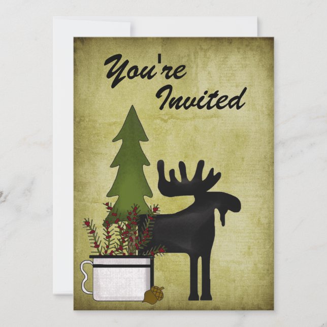 Rustic Moose Family Reunion Party Invitation (Front)