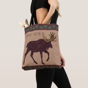 Rustic Moose Faux Leather-Look Fashion Chic Tote Bag