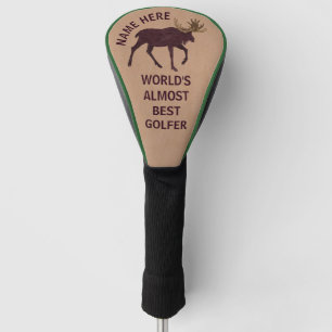 Rustic Moose Faux Leather-Look Funny Golf Head Cover