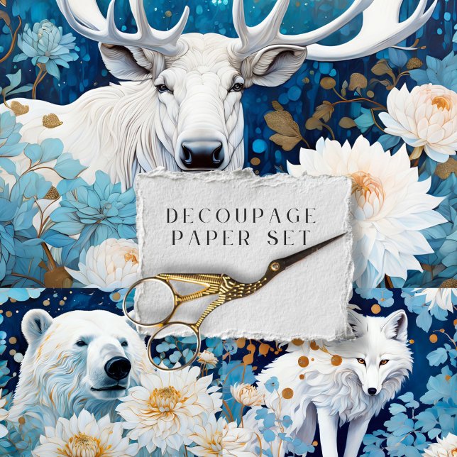  Rustic Moose Fox Bear Decoupage Wrapping Paper Sheet (Creator Uploaded)
