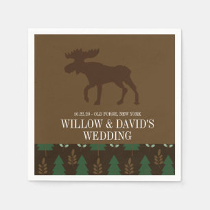 Rustic Moose Nature Pine Tree Napkin