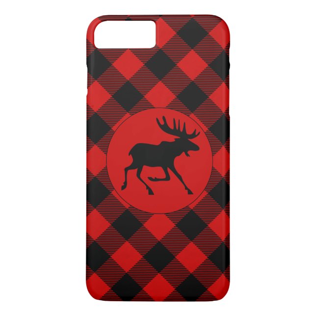 Rustic Moose on Red Buffalo Plaid Pattern Case-Mate iPhone Case (Back)