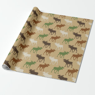 Rustic Moose Pattern Wrapping Paper