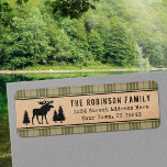 Rustic Moose Pine Trees Green Plaid Kraft Address<br><div class="desc">Beautiful rustic themed address labels. This unique custom design features rustic and vintage style typography with artwork of a moose with pine trees on faux kraft paper,  bordered with sage green country plaid print. To see more designs like this,  feel free to visit my store here at "Zazzle.com/Rustic_Charm". Thanks.</div>