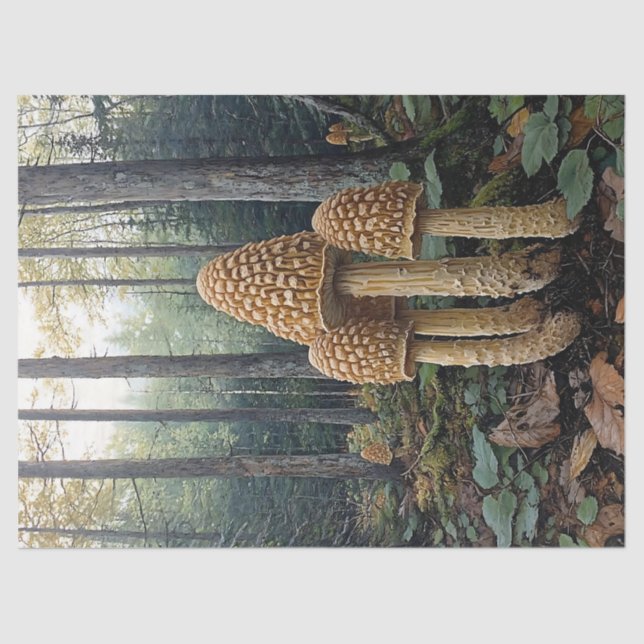 Rustic Morel Mushrooms Illustration Decoupage Tissue Paper (Front)