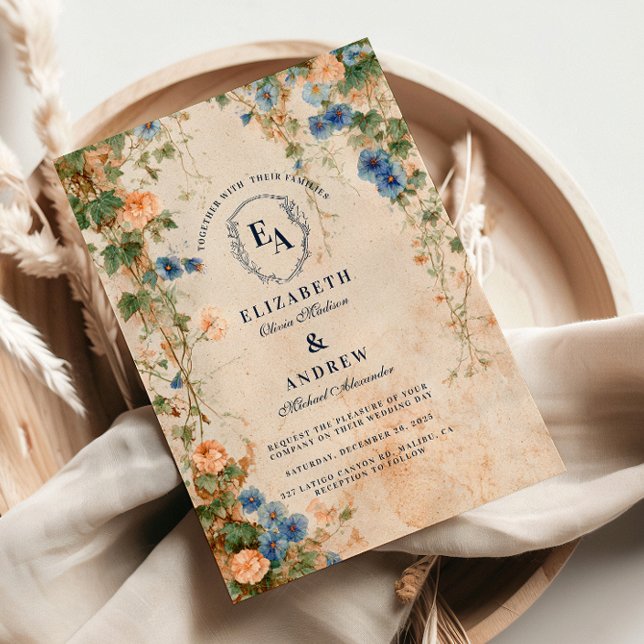 Rustic Morning Glory Garden Wedding Invitation (Creator Uploaded)
