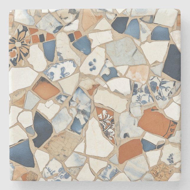 Rustic Mosaic Stone Coaster (Front)