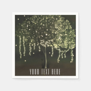Rustic Mossy Lighted Tree Wedding Napkins