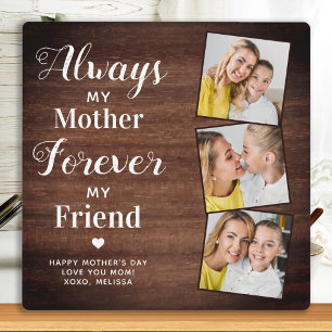 Rustic Mother Daughter Personalised 3 Photo Mum Plaque