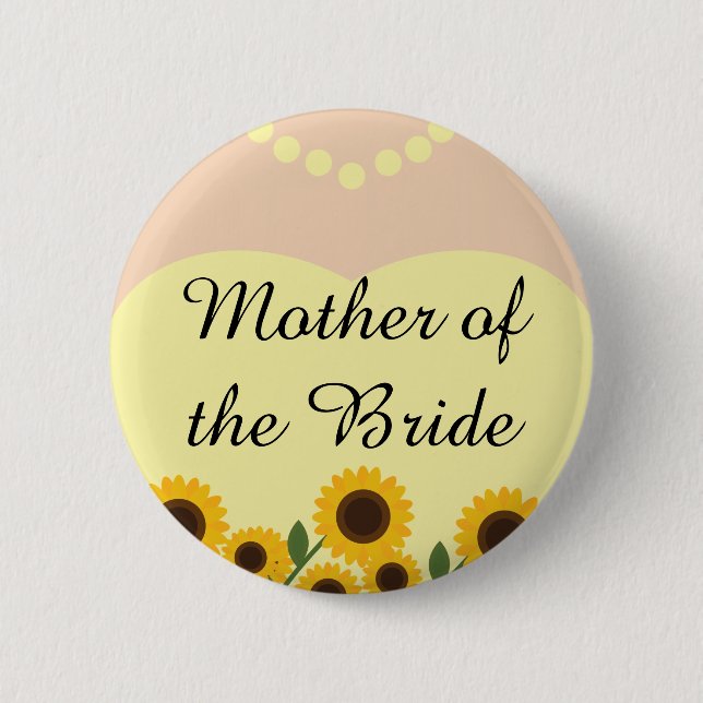 Rustic Mother of the Bride Sunflowers Wedding Pin (Front)