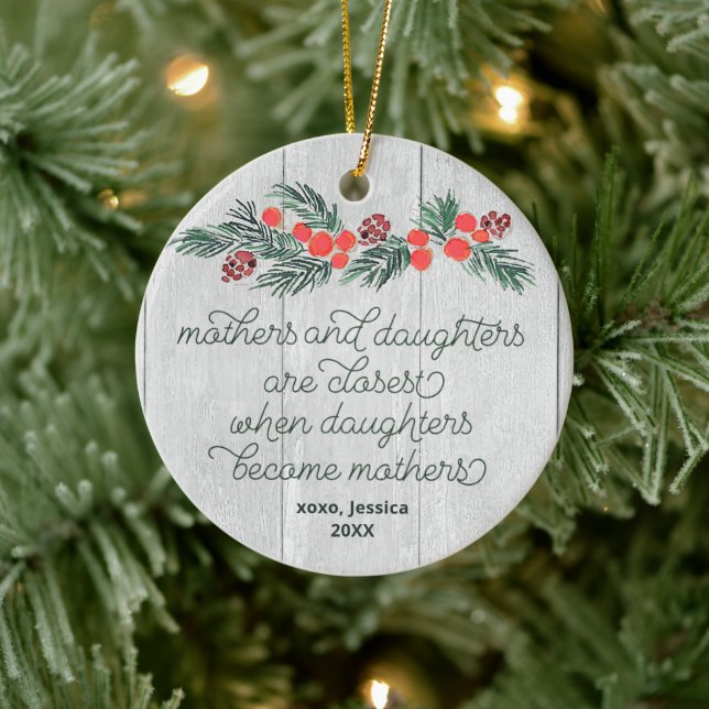 Rustic Mothers & Daughters Personalised Pregnancy Ceramic Tree Decoration (Tree)