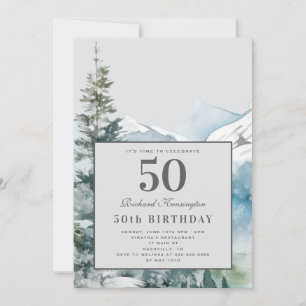 Rustic mountain 50th Birthday invitation