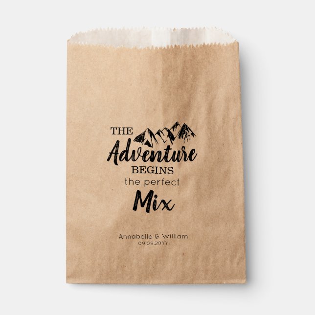 Rustic Mountain Adventure Begins Wedding Treat Favour Bags (Front)