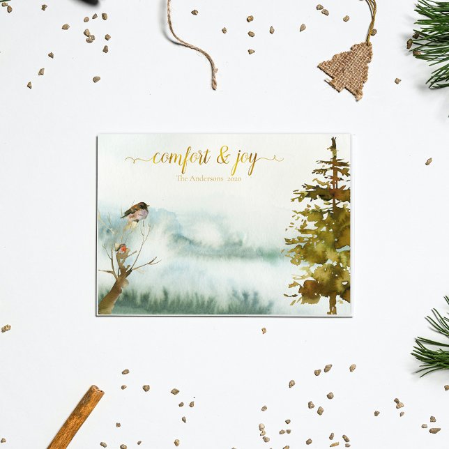 Rustic Mountain Birds Christmas Holiday Card (Creator Uploaded)