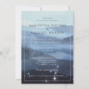 Rustic Mountain Blue wedding Invitation