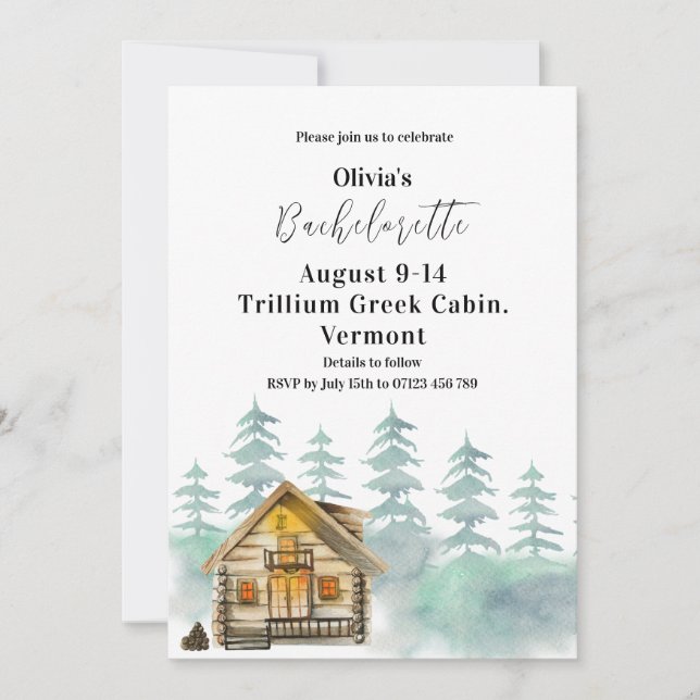 Rustic Mountain Cabin Bridal Shower Invitation (Front)