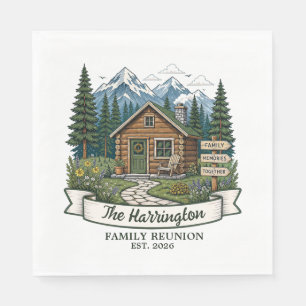Rustic Mountain Cabin Family Reunion Napkin