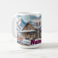 Rustic Mountain Cabin Illustration