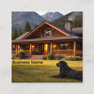 Rustic mountain cabin square business card