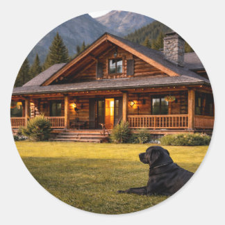 Rustic mountain cabin sticker