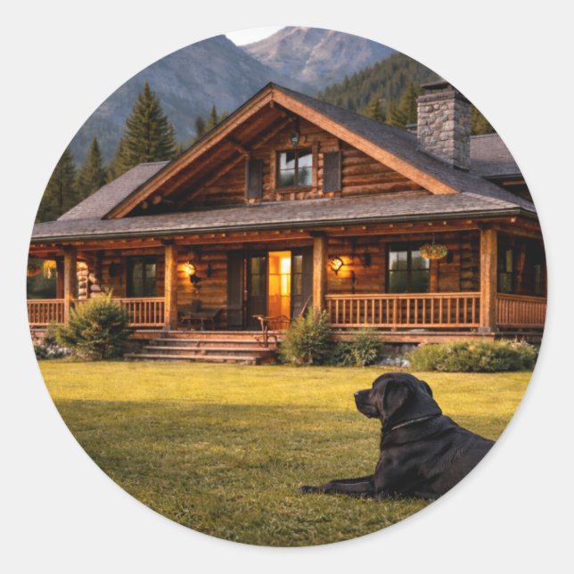 Rustic mountain cabin sticker  (Front)