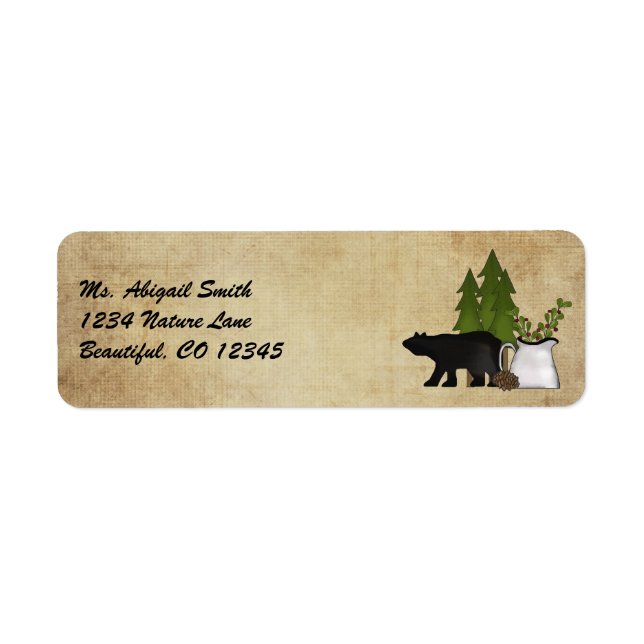 Rustic Mountain Country Bear Address Label (Front)