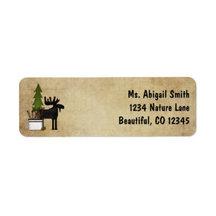 Rustic Mountain Country Moose Address Label