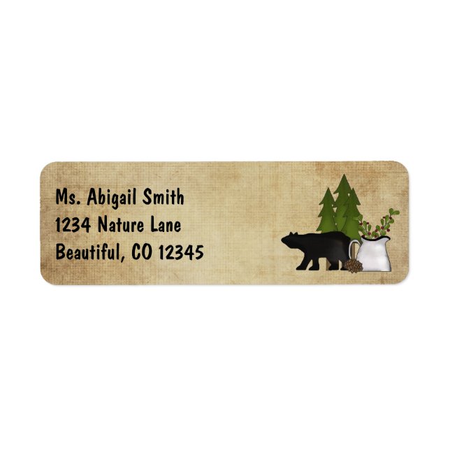 Rustic Mountain Country Silhouette Bear Address (Front)