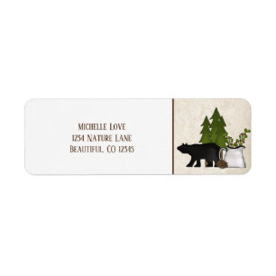 Rustic Mountain Country Silhouette Bear Address
