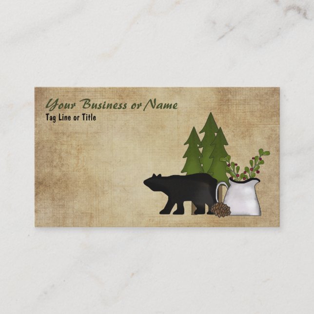Rustic Mountain Country Silhouette Bear Business Card (Front)
