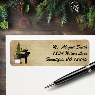 Rustic Mountain Country Silhouette Moose Address