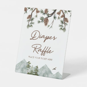 Rustic Mountain Diaper Raffle Pedestal Sign
