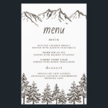 Rustic Mountain Elegant Pine Wedding Menu Cards<br><div class="desc">Design features sketches of mountains and rustic pine trees with a watercolor wood grain back. Check on-screen previews before checking out to make sure your personal details print to your satisfaction.</div>