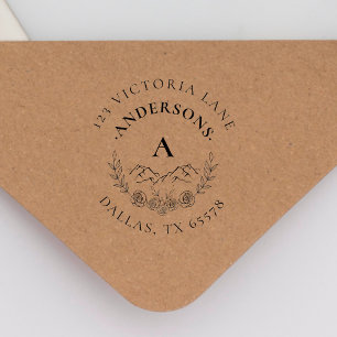 Rustic Mountain Family Return Address Vintage Rubber Stamp