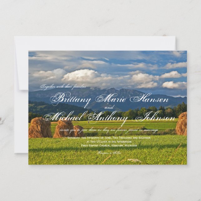Rustic Mountain Field Country Wedding Invitations (Front)