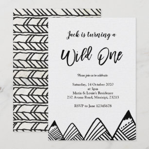 Rustic Mountain first birthday invite Wild One