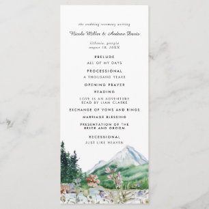 Rustic Mountain Floral   Wedding Ceremony Program Programme