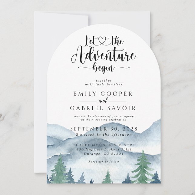 Rustic Mountain Forest Adventure Wedding  Invitation (Front)