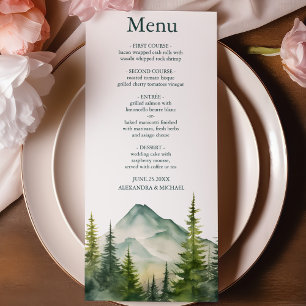 Rustic Mountain Forest Evergreen Tree Wedding Menu