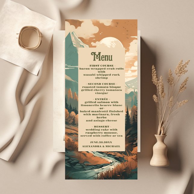 Rustic Mountain Forest Evergreen Wedding Menu (Creator Uploaded)