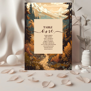 Rustic Mountain Forest Evergreen Wedding Table Number