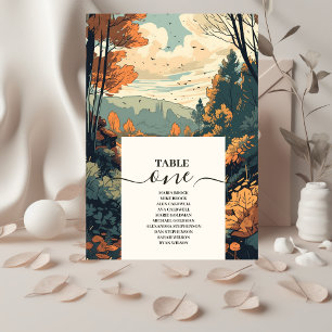 Rustic Mountain Forest Evergreen Wedding Table Number