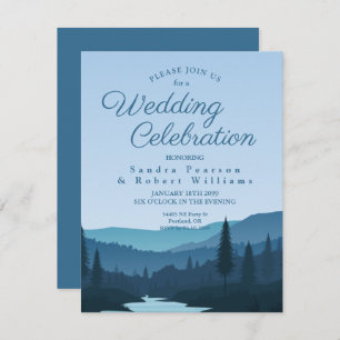 Rustic Mountain Forest Stream with Pine Trees  Invitation