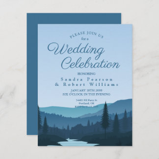 Rustic Mountain Forest Stream with Pine Trees  Invitation